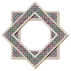 Concept image about italian roman mosaic with circular graphic made of small colored stone tiles - with copy space