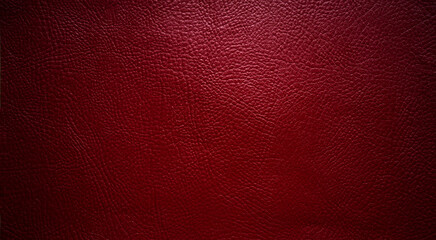 Fototapeta premium Photo of the texture of artificial leather in red. Rectangular leather background.