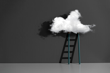 ladder to the clouds made of pencil's shadow, self development creative concept