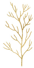 Golden corals twig Illustration, isolated element for beach wedding design