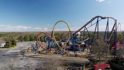 Aerial view of Kings Dominion, a theme park in Richmond, Virginia, United States.