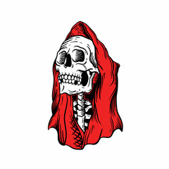 Red skull hoodie traditional tattoo