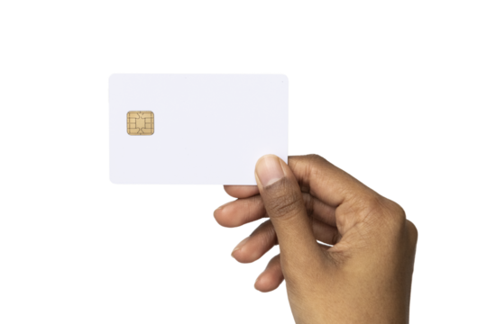 hand holding blank bank card - transparent PNG