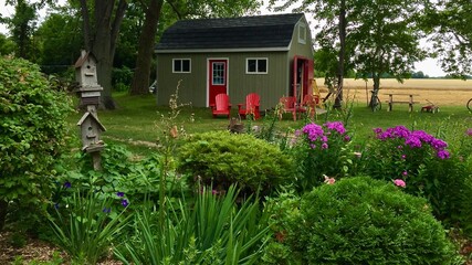 Beautiful Garden with Cute Shed in background