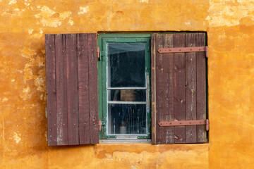 Copenhagen, Denmark, A window and shutters in Nyboder,  a historic row house district of former Naval barracks planned and first built by Christian IV