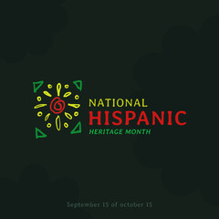 Hispanic heritage month. Abstract logo design in retro style, geometry. hand drawn