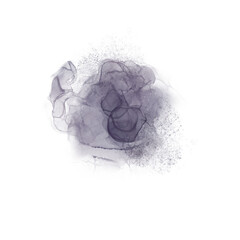 Black marble Alcohol ink Splash. Isolated Dark elements on a Transparent background	