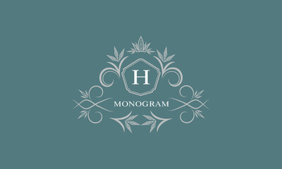 Luxury monogram brand. Universal modern logo concept with letter H and place for text.