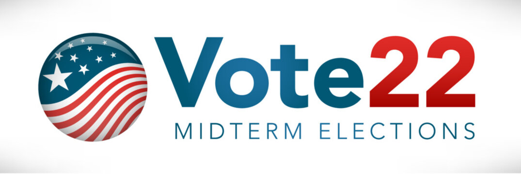 2022 Midterm Elections Design with Red White and Blue Vote Icon