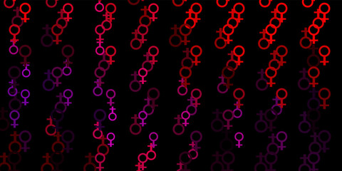 Light Pink, Red vector pattern with feminism elements.
