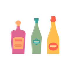 Bottle of liquor, vermouth, champagne great design for any purposes. Flat style. Color form. Party drink concept. Simple image shape