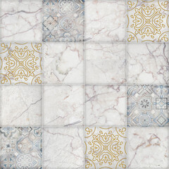 patterned beige veined white marble mosaic background