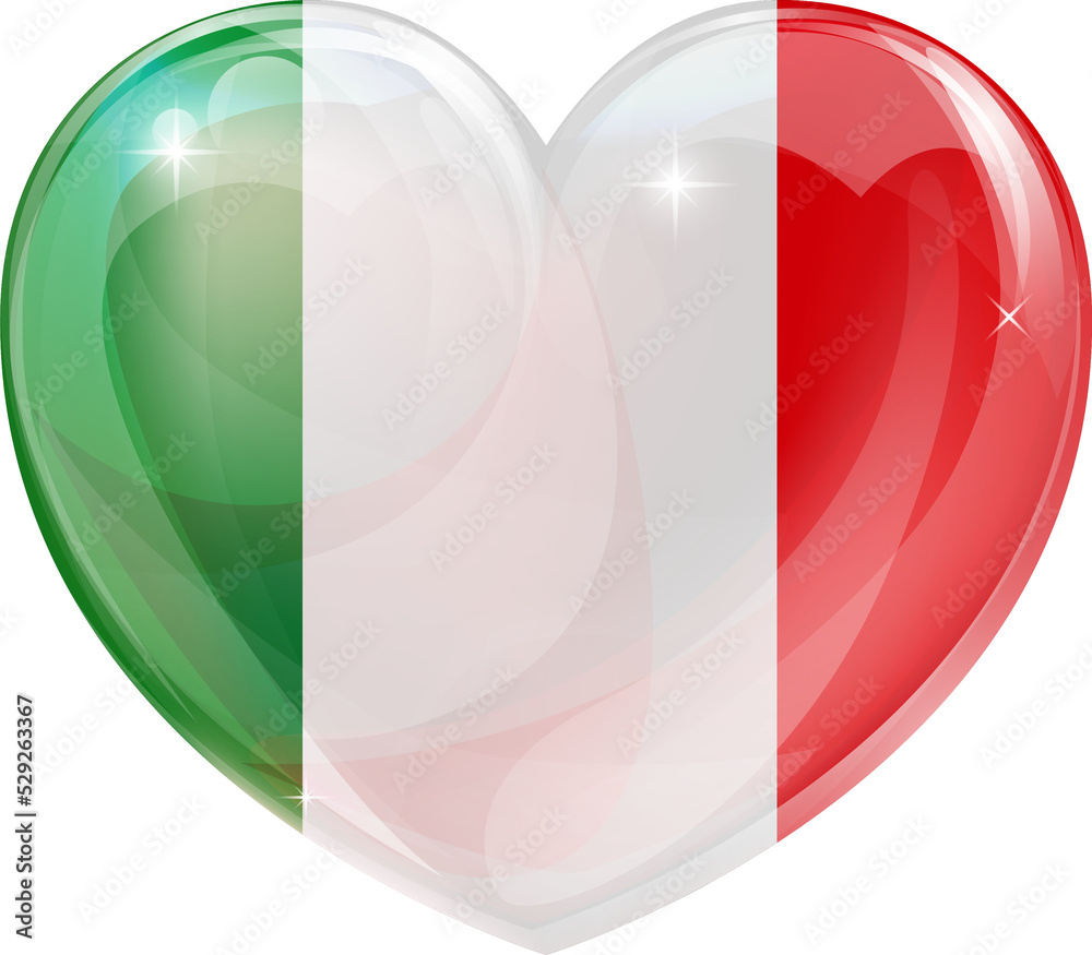 Poster Italy flag love heart concept with the Italian flag in a heart shape