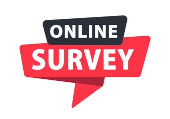 Online Survey - Banner, Speech Bubble, Label, Sticker, Ribbon Template. Vector Stock Illustration