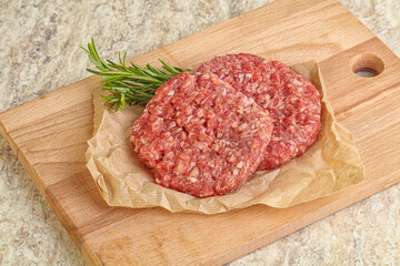 Raw beef burger cutlet for grill