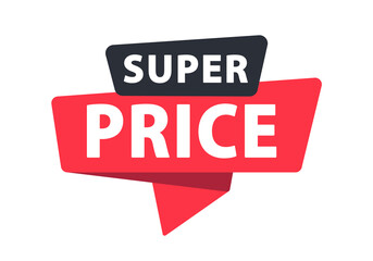 Super Price - Banner, Speech Bubble, Label, Sticker, Ribbon Template. Vector Stock Illustration