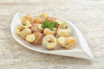 Delicous baked snail with butter - Escargot