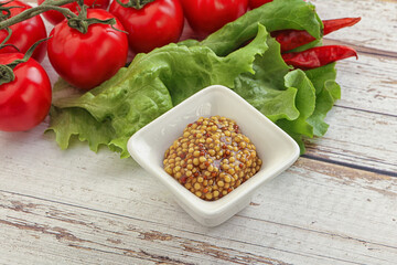 Mustard seeds sauce in the bowl