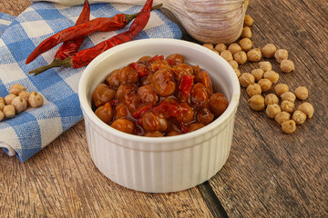 Baked chickpea with tomato sauce