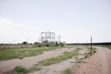 Fototapeta na wymiar 33 KV transmission line in Solar Plant in Rajasthan, India