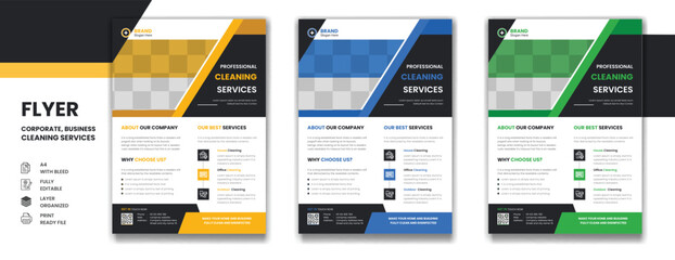 House cleaning and disinfection service corporate business A4 flyer design template