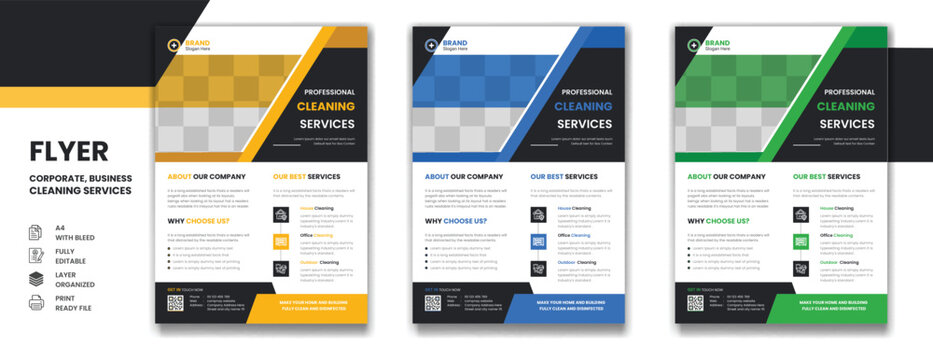 House cleaning and disinfection service corporate business A4 flyer design template