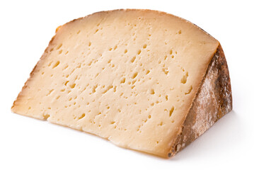 Fetta di delizioso pecorino, tipico formaggio con latte di pecora, cibo italiano 