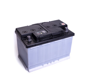 Car battery for a diesel car on a  white