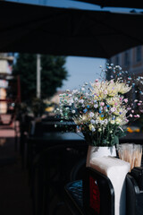 flowers in a restaurant