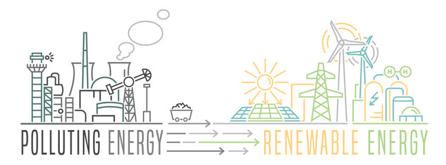 Green energy production. Vector illustration. Poster background