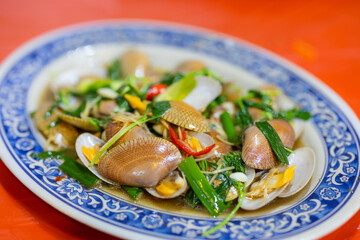 Fry clam dish in restaurant