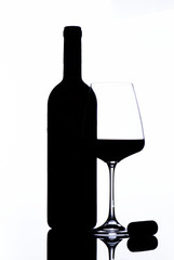 red wine glass on a white background