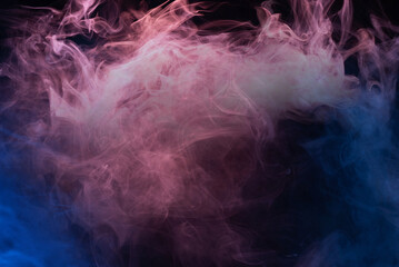 Blue and pink steam on a black background.