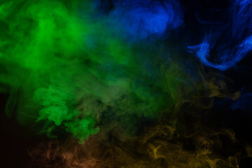 Yellow and pink steam on a black background.