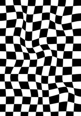 Retro distorted checkerboard Background. 70's Vibes Vector Design. Trendy Y2k Backdrop . Funky psychedelic 80s 90s aesthetic.