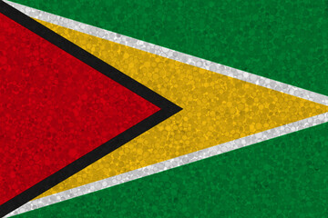 Flag of Guyana on styrofoam texture. national flag painted on the surface of plastic foam