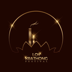 Abstract illustration of Loy Krathong festival of Thailand. vector illustration
