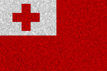 Flag of Tonga on styrofoam texture. national flag painted on the surface of plastic foam
