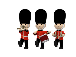  Toy soldier Queen's Guard in traditional uniform marching, British soldiers, 3D illustration