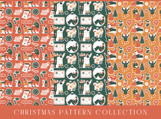 Christmas seamless pattern collection, Decorative wallpaper.

