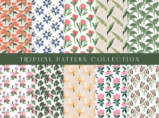 Tropical seamless pattern collection, Decorative wallpaper.
