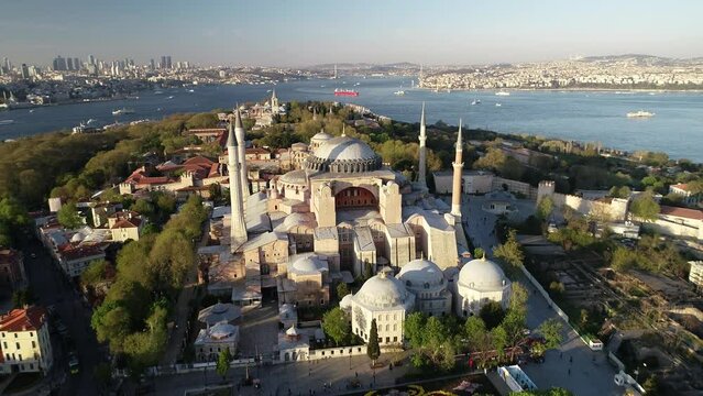 Ayasofya, Hagia Sophia Aerial View with Drone from Istanbul..