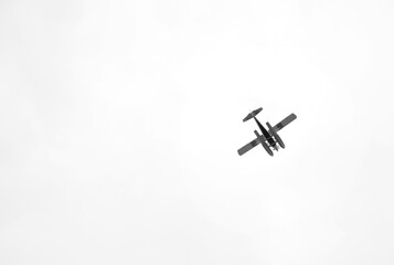 Low angle view of seaplane flying in clear sky