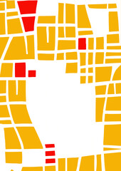 City map, road plan. Abstract illustration with various shapes and copy space.