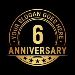 Fototapeta premium 6 years anniversary logo design template. Vector illustration