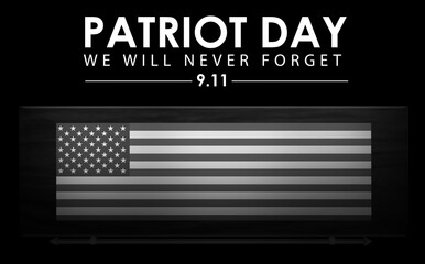 Patriot Day with 3D Rendered Coffin and American flag, remembering the 21 years of nine eleven. United states national day background