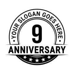 Fototapeta premium 9 years anniversary logo design template. Vector illustration