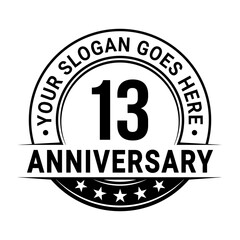 13 years anniversary logo design template. Vector illustration
