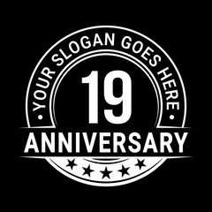 Obraz premium 19 years anniversary logo design template. Vector illustration