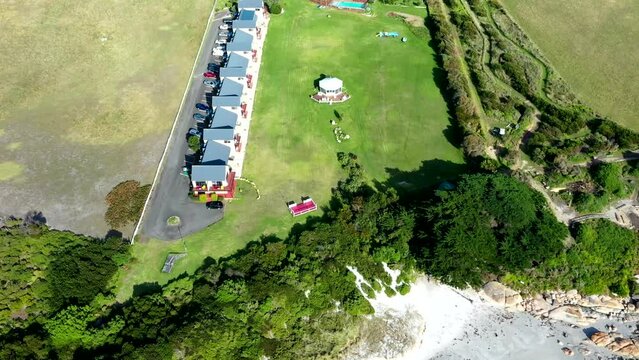 Diamond Island Resort, Restaurant & Bar, and Penguin Show down at Redbill Beach, Bicheno, Tasmania.